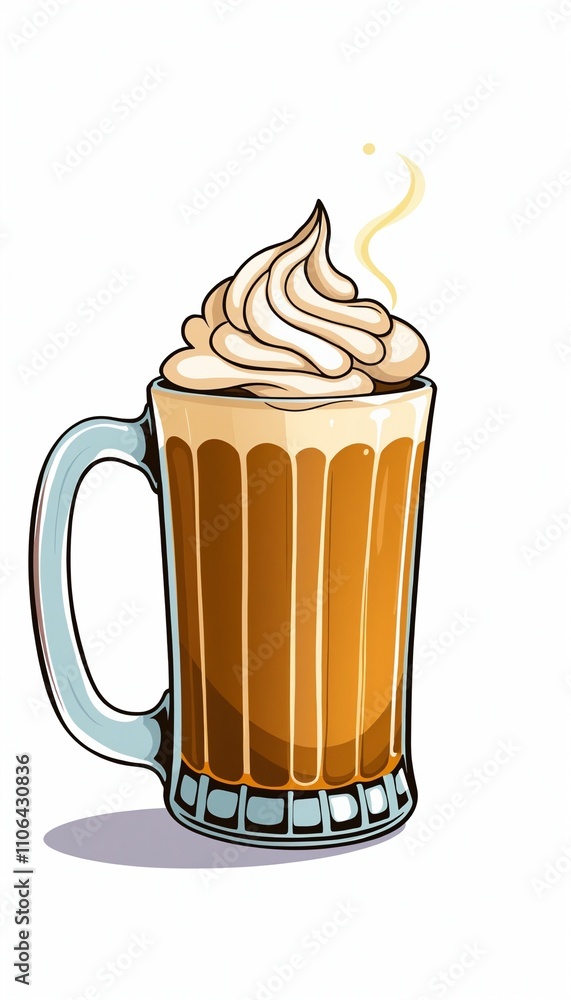 cartoonish glass mug filled with Café Flambé cartoonish glass mug filled with Café Flambé