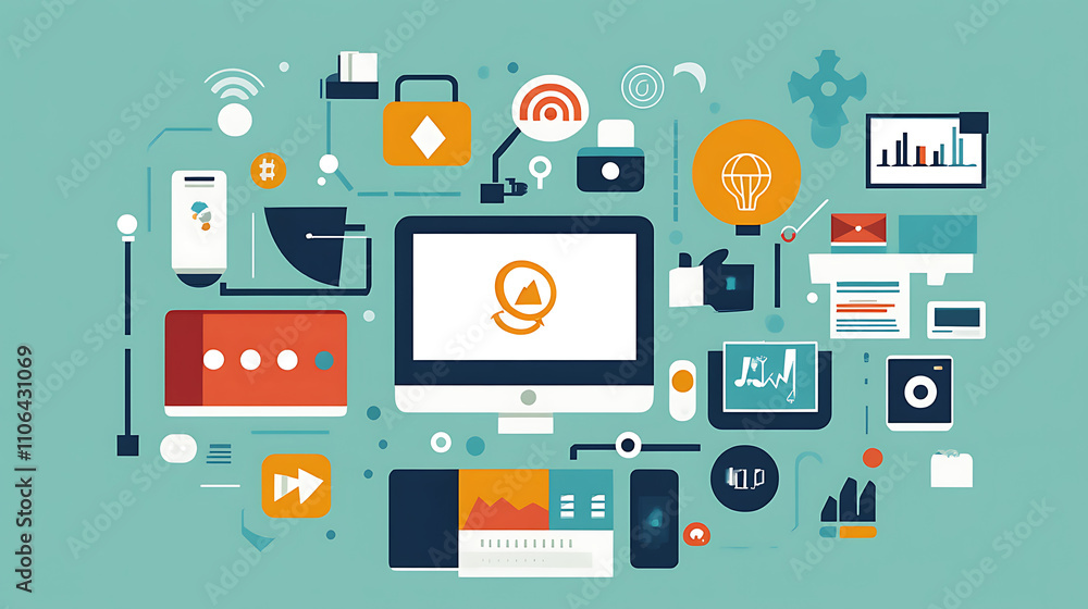 Technology icon digital business concept Technology icon digital business concept