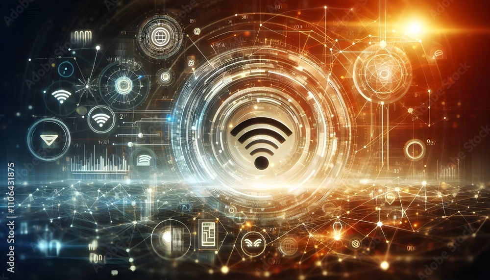 Obraz premium Digital Network with Wi-Fi Symbol