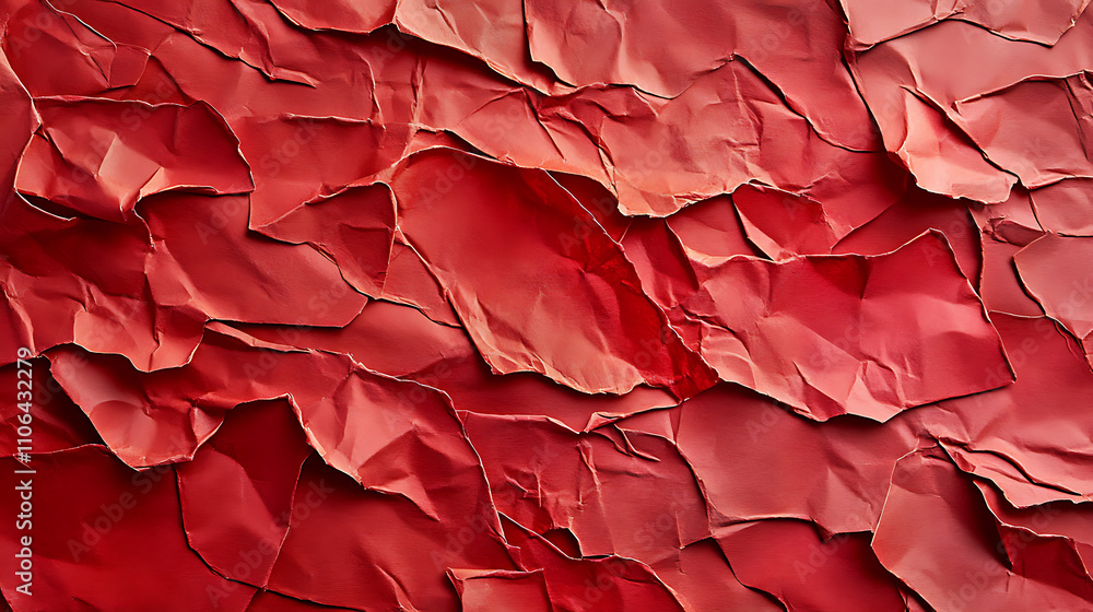 Close up texture of red crumpled or torn old craft paper use as background with blank space for design, Creased recycle red craft paper texture Close up texture of red crumpled or torn old craft paper use as background with blank space for design, Creased recycle red craft paper texture