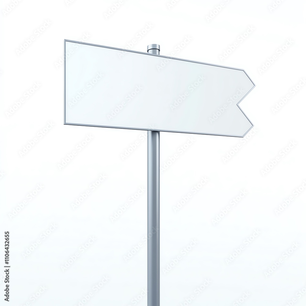 Minimalist modern signpost card with clean lines, stark white background, oversized blank sign ready for personalization Minimalist modern signpost card with clean lines, stark white background, oversized blank sign ready for personalization