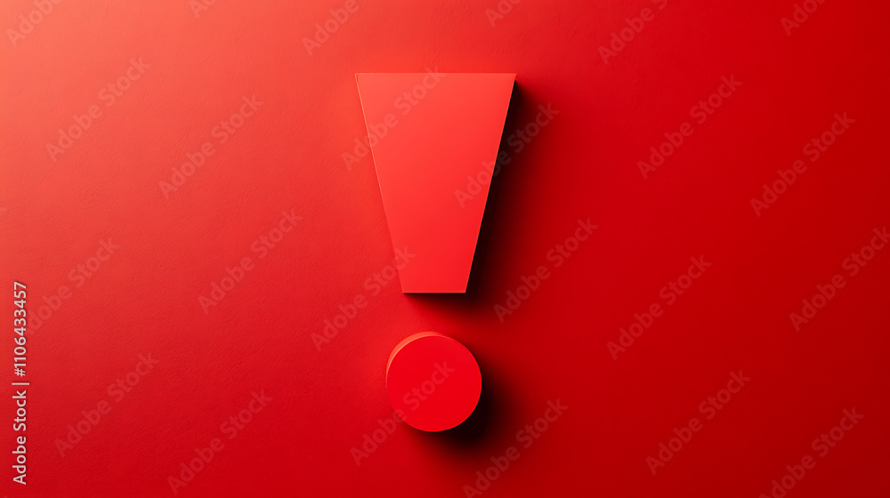 An exclamation mark against a red backdrop signifies a warning or a prompt to stay alert, highlighting crucial information An exclamation mark against a red backdrop signifies a warning or a prompt to stay alert, highlighting crucial information