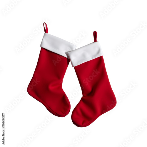 A pair of Christmas stockings on a white background