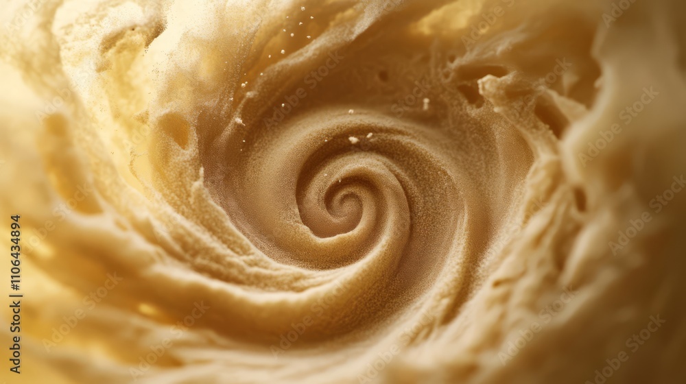 Swirling creamy beige liquid forming a spiral. Swirling creamy beige liquid forming a spiral.