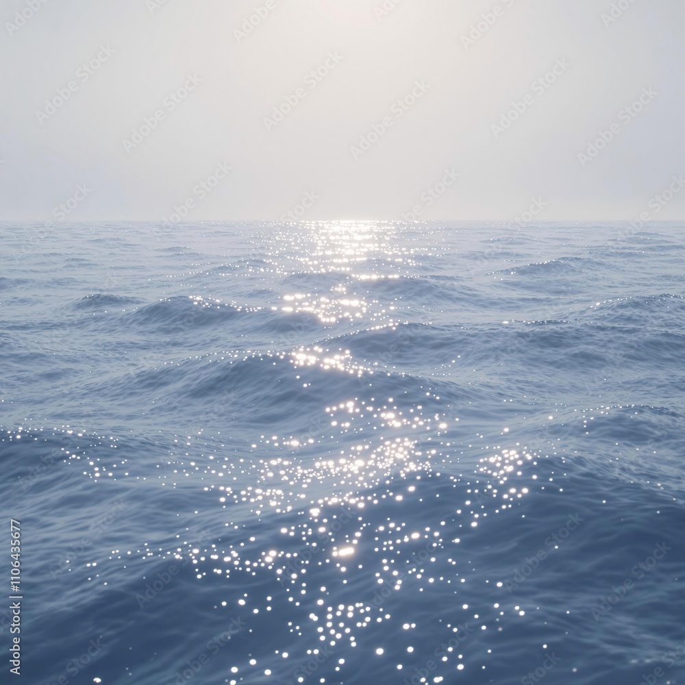 Naklejka premium Softly glowing waves on a serene ocean surface, watery, calming, abstract