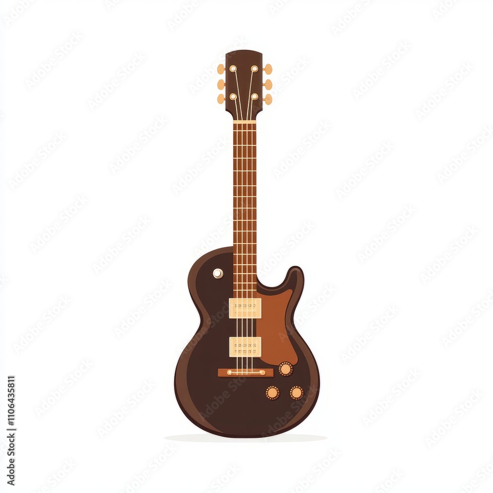 Fototapeta premium Dark Brown Electric Guitar Illustration