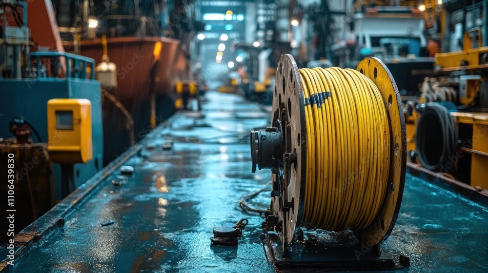 Industrial Cable Reel in Shipyard Industrial Cable Reel in Shipyard