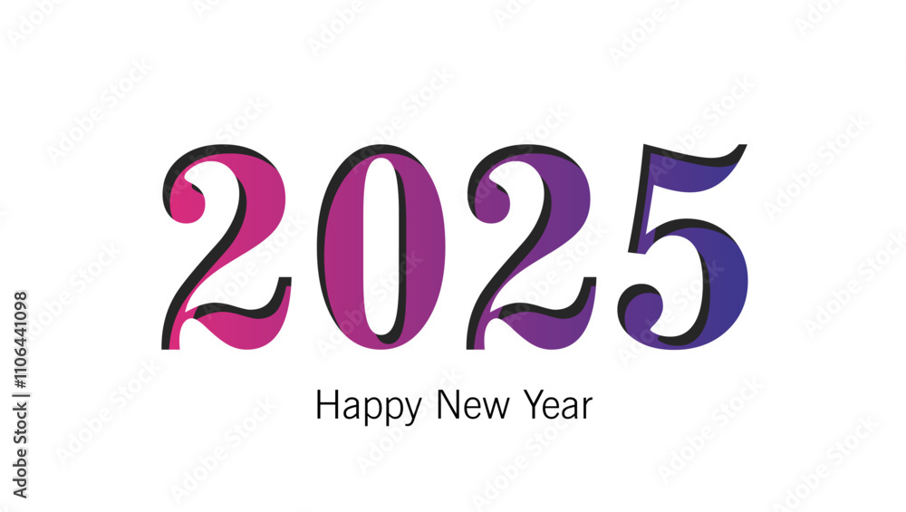 The image is a New Year greeting card featuring the year 2025 in a colorful stylized font with a pink to purple gradient Happy New Year is written below in a smaller font Simple and elegant The image is a New Year greeting card featuring the year 2025 in a colorful stylized font with a pink to purple gradient Happy New Year is written below in a smaller font Simple and elegant