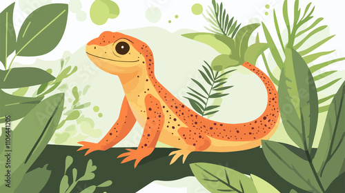 Vibrant Lizard Illustration in Flat Vector Style for Professional Use