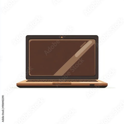 Simple Illustration of a Brown Laptop