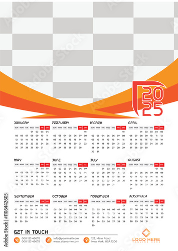 Modern Design 2025 Calendar Template