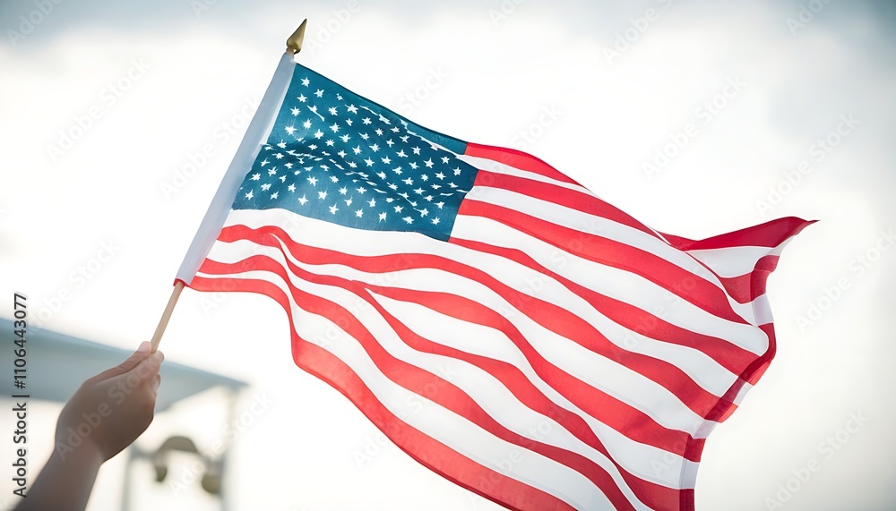 Obraz premium American flag in hand, celebrating Independence Day atmosphere