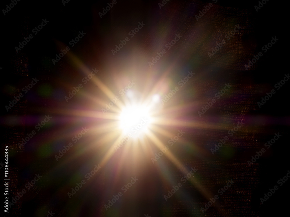 Sun flare on dark background. Ray of light with glow. Visual effect. Sun flare on dark background. Ray of light with glow. Visual effect.