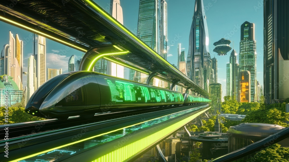 Fototapeta premium High-Speed Train in a Modern City