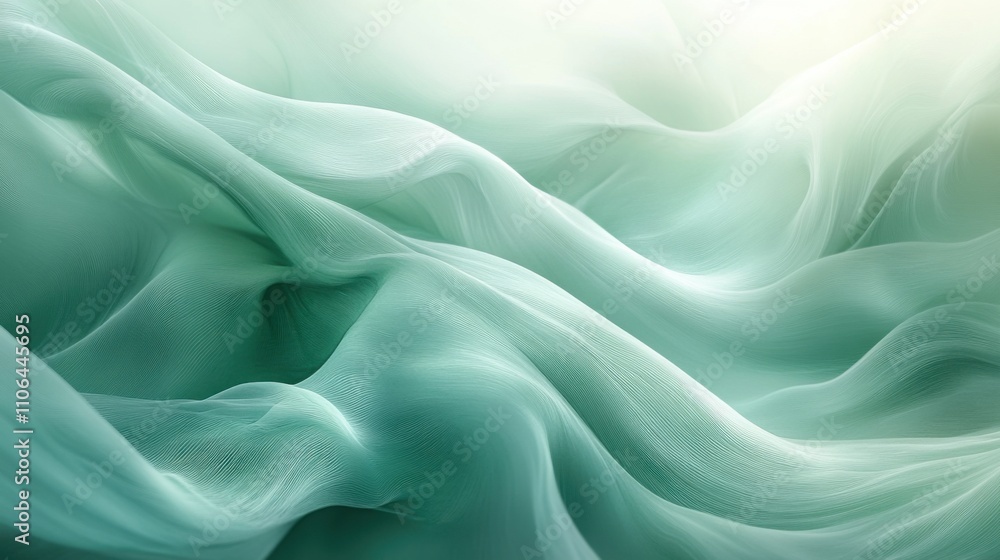 Abstract of a green fabric with a soft wave Abstract of a green fabric with a soft wave