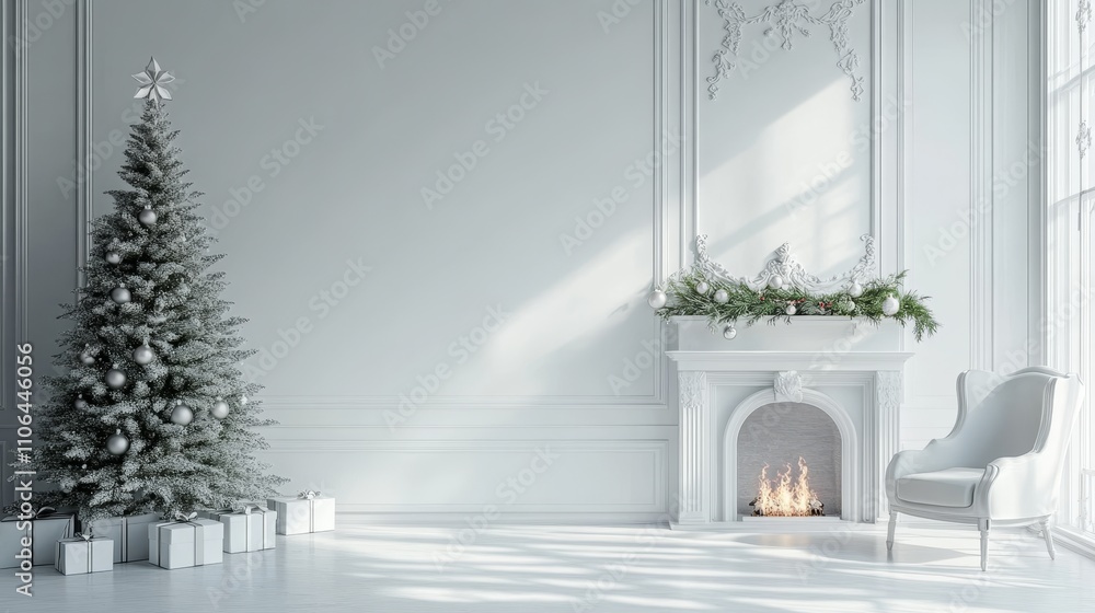 A cozy room adorned with twinkling lights, a splendid Christmas tree, and a crackling fireplace, radiating warmth and holiday cheer. A cozy room adorned with twinkling lights, a splendid Christmas tree, and a crackling fireplace, radiating warmth and holiday cheer.