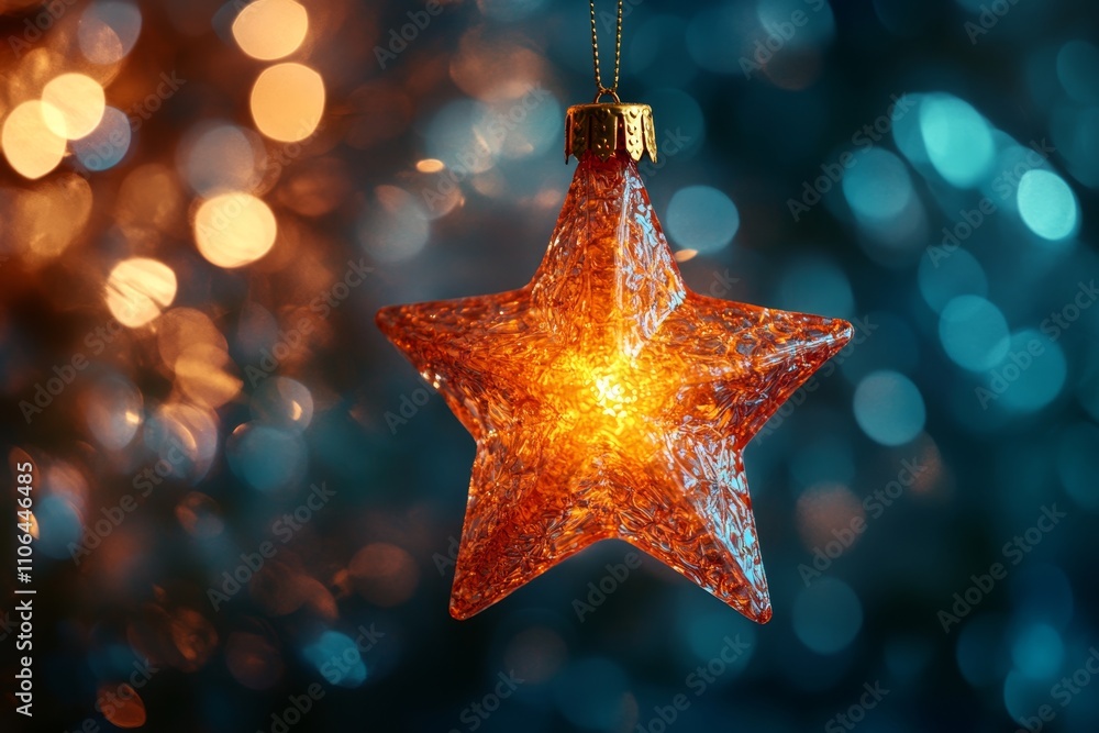 A shimmering star ornament dangles gracefully from a delicate string, sparkling with festive cheer and bringing a touch of magic to the holiday season. A shimmering star ornament dangles gracefully from a delicate string, sparkling with festive cheer and bringing a touch of magic to the holiday season.
