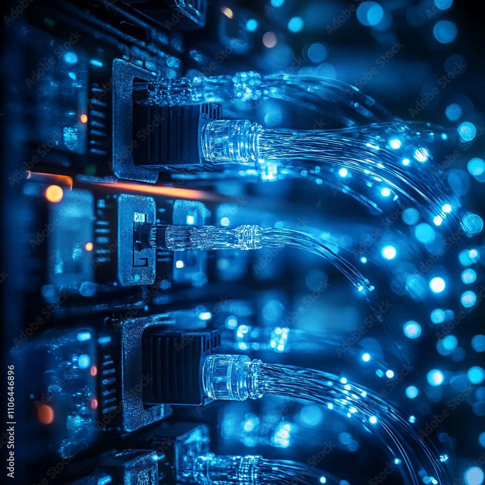 Fototapeta premium Ai generate networking action in data center technology environment digital viewpoint for enhanced connectivity