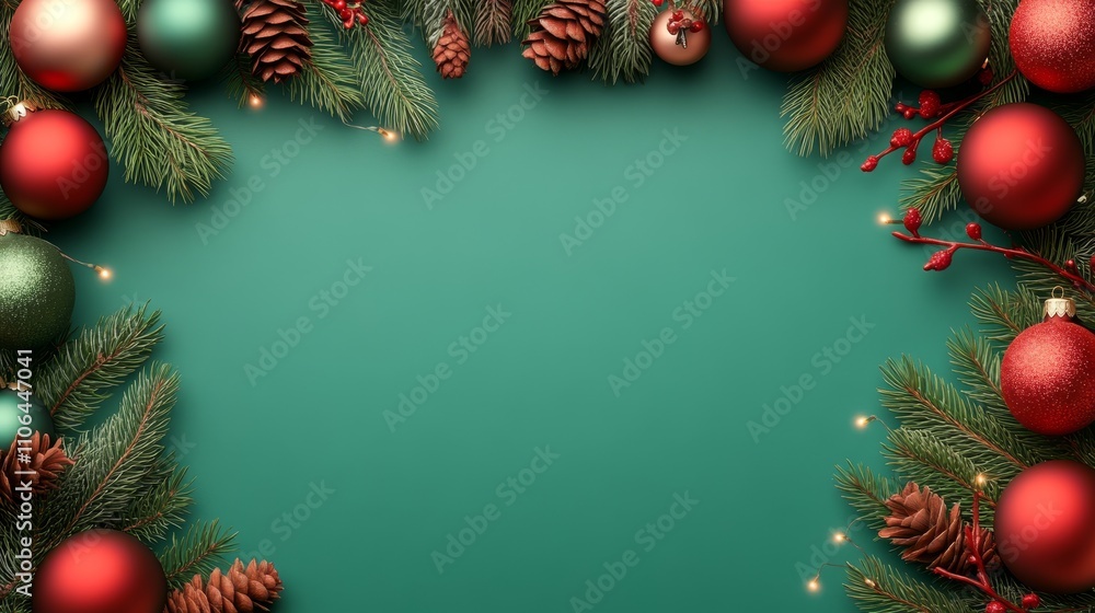A festive Christmas scene adorned with lush fir branches, sparkling ornaments, and rustic pine cones, evoking warmth and holiday cheer. A festive Christmas scene adorned with lush fir branches, sparkling ornaments, and rustic pine cones, evoking warmth and holiday cheer.