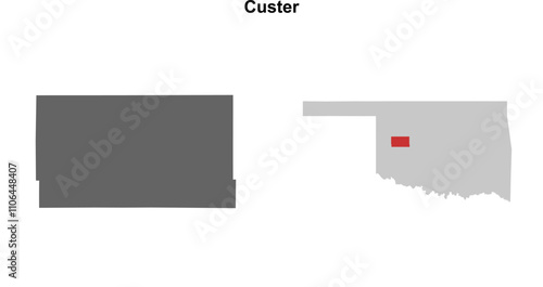 Custer County (Oklahoma) blank outline map set