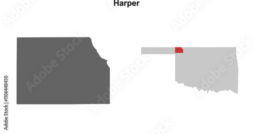 Harper County (Oklahoma) blank outline map set