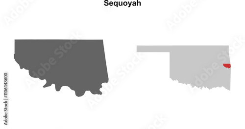 Sequoyah County (Oklahoma) blank outline map set