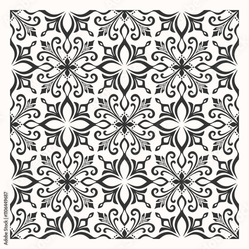 Damask seamless pattern. floral decoration ornament, Vintage style
