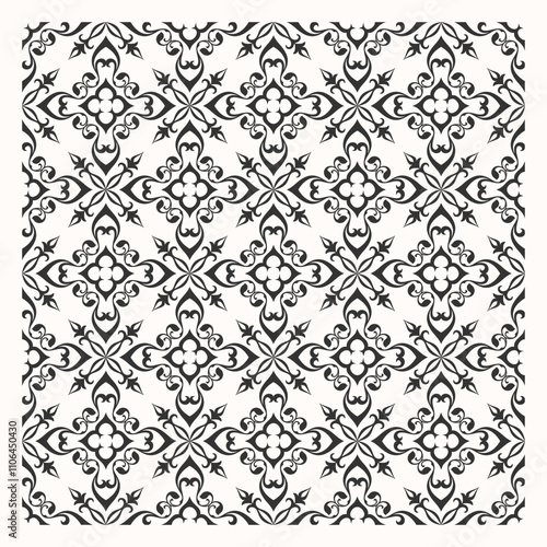 Damask seamless pattern. floral decoration ornament, Vintage style
