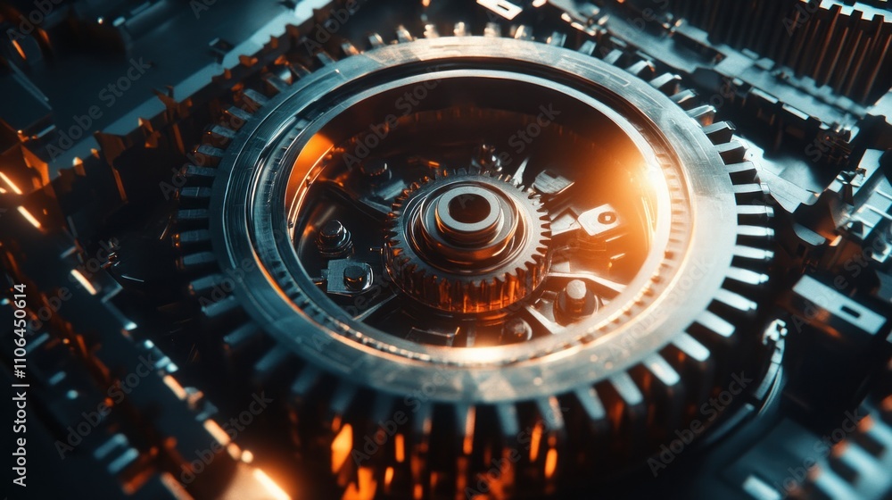 Close-up View of a Complex Gear System Close-up View of a Complex Gear System