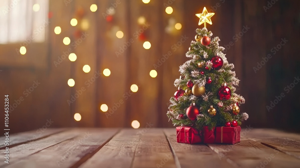 A charming Christmas tree adorned with vibrant red and gold ornaments radiates festive cheer, inviting warmth and joy into the holiday season. A charming Christmas tree adorned with vibrant red and gold ornaments radiates festive cheer, inviting warmth and joy into the holiday season.
