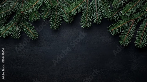 Wallpaper Mural A glistening pine branch adorned with glimmering snowflakes, radiating the warmth of Christmas spirit against a deep black backdrop. Torontodigital.ca