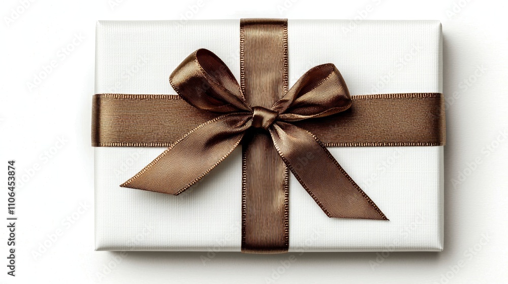 Gift box with minimalist ribbon, smooth matte finish, isolated on a plain white background Gift box with minimalist ribbon, smooth matte finish, isolated on a plain white background
