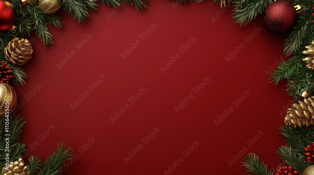 A festive scene adorned with shimmering Christmas decorations, glistening against a rich red background, evoking warmth and joy of the holiday season. A festive scene adorned with shimmering Christmas decorations, glistening against a rich red background, evoking warmth and joy of the holiday season.