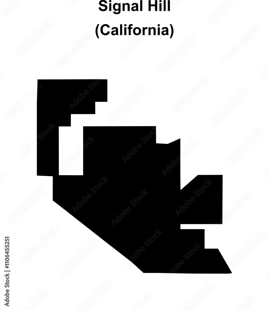 Signal Hill (California) blank outline map Signal Hill (California) blank outline map