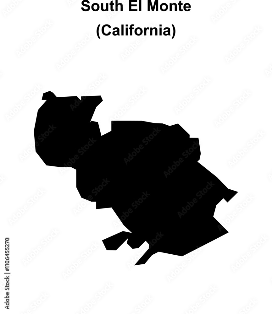 South El Monte (California) blank outline map South El Monte (California) blank outline map