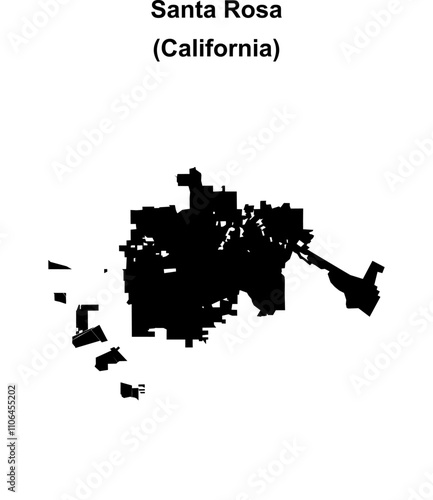 Santa Rosa (California) blank outline map