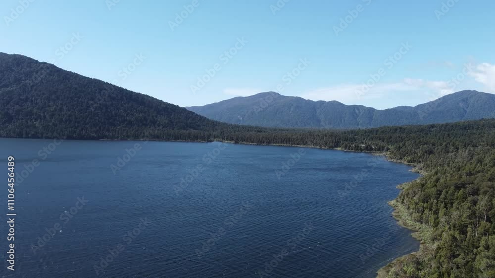 Camera panning showing lake haast new zealand Camera panning showing lake haast new zealand