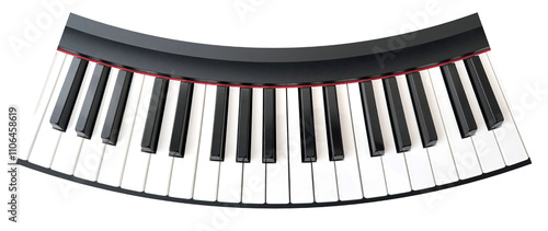 Curve Piano Keyboard PNG Image, isolated background.