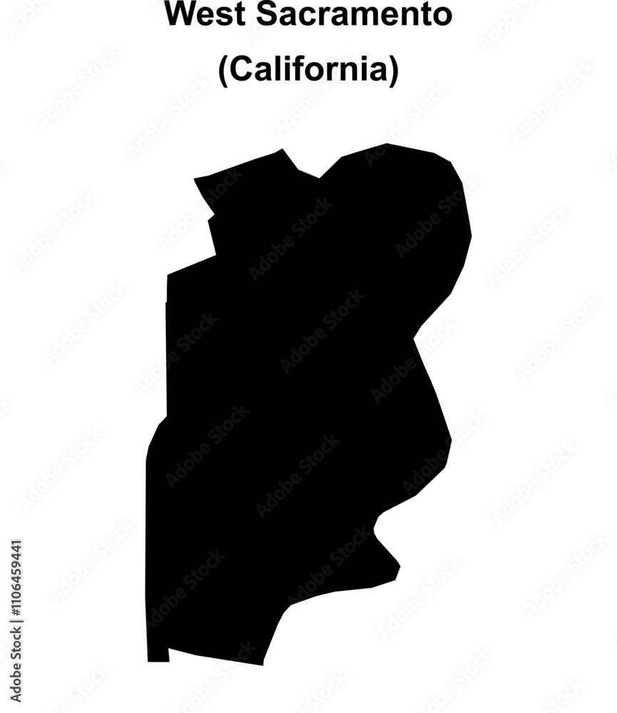 West Sacramento (California) blank outline map West Sacramento (California) blank outline map