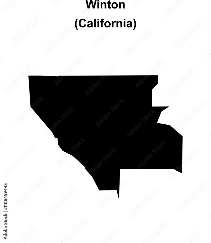Winton (California) blank outline map Winton (California) blank outline map