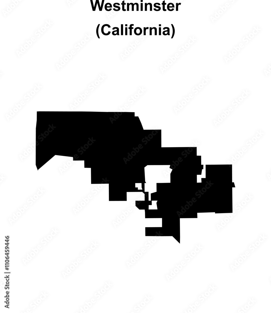 Westminster (California) blank outline map Westminster (California) blank outline map