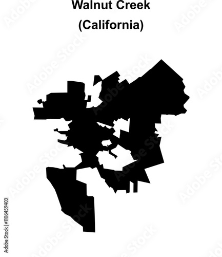 Walnut Creek (California) blank outline map