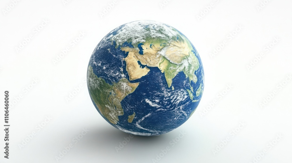 Animated 3D Earth globe surrounded by glowing stars, symbolizing a connected world, on white Animated 3D Earth globe surrounded by glowing stars, symbolizing a connected world, on white