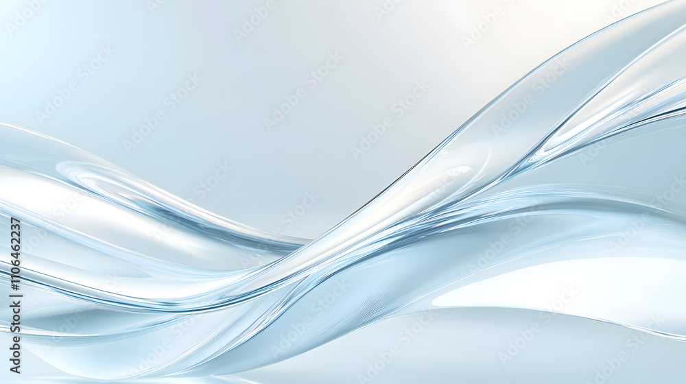 Fototapeta premium Abstract 3D background bright glass silver gradient fluid wave render texture