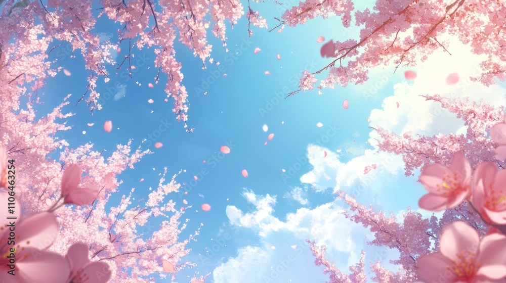 Cherry Blossoms Falling on a Sunny Day Cherry Blossoms Falling on a Sunny Day