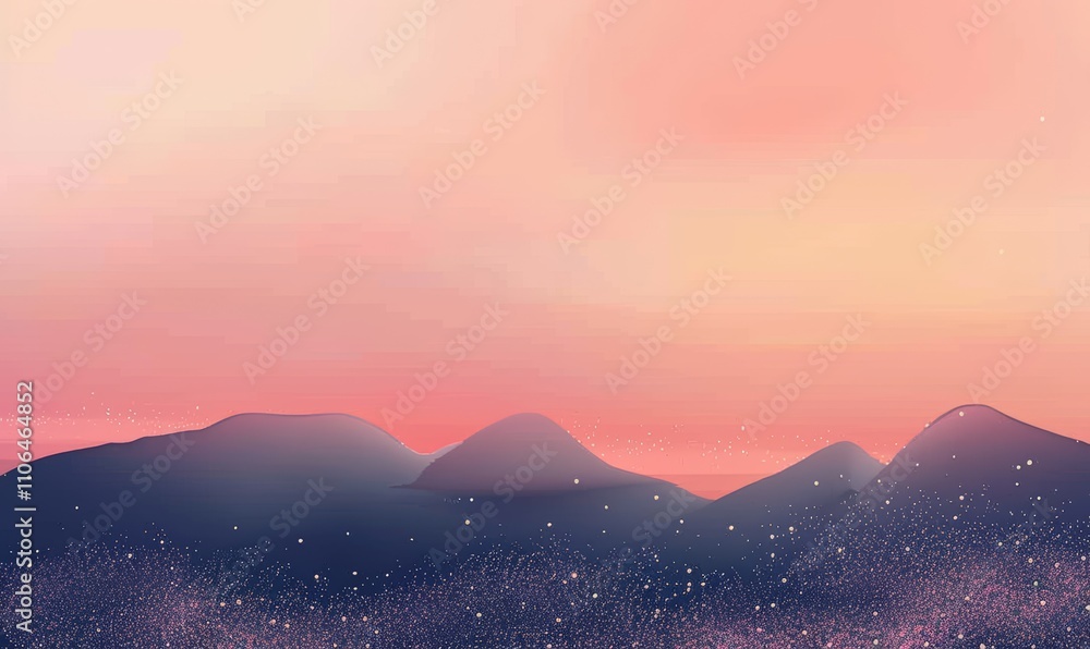 A mountain range with a pink sky in the background A mountain range with a pink sky in the background