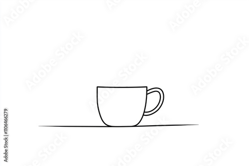 Obraz na płótnie Minimalist Cup Line Drawing on White Background w salonie