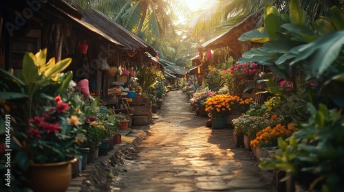 countryside local street flower market at Thailand.	
