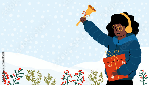 Celebrating the joy of winter with a festive moment in a snowy landscape
