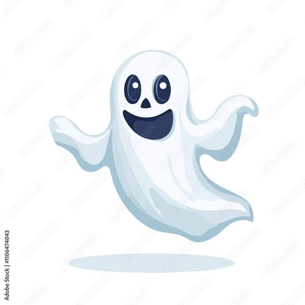 Spooky Halloween Ghost Floating Isolated Icon Vector Illustration Spooky Halloween Ghost Floating Isolated Icon Vector Illustration
